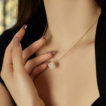 [Violet JW]Spliced Lucky Four-Leaf Clover Versatile Necklace