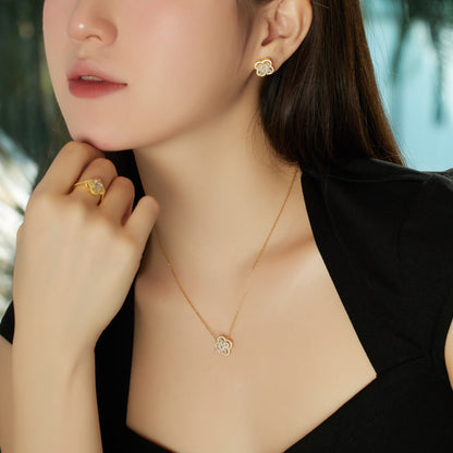 [Violet JW]Spliced Lucky Four-Leaf Clover Versatile Necklace