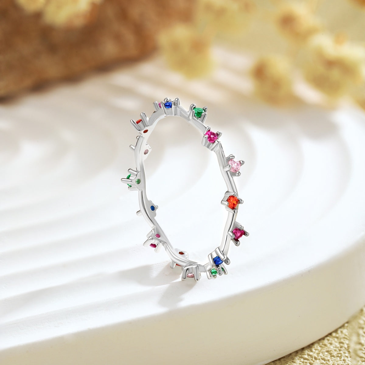 [Violet JW]Radiant Colorful Round Cut Daily Ring