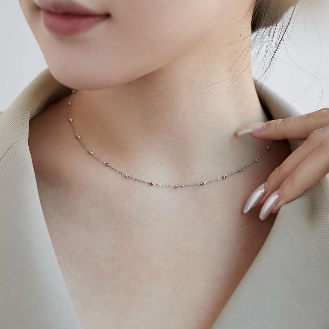 [Violet JW]Small Bead Clavicle Chain Simple Necklace