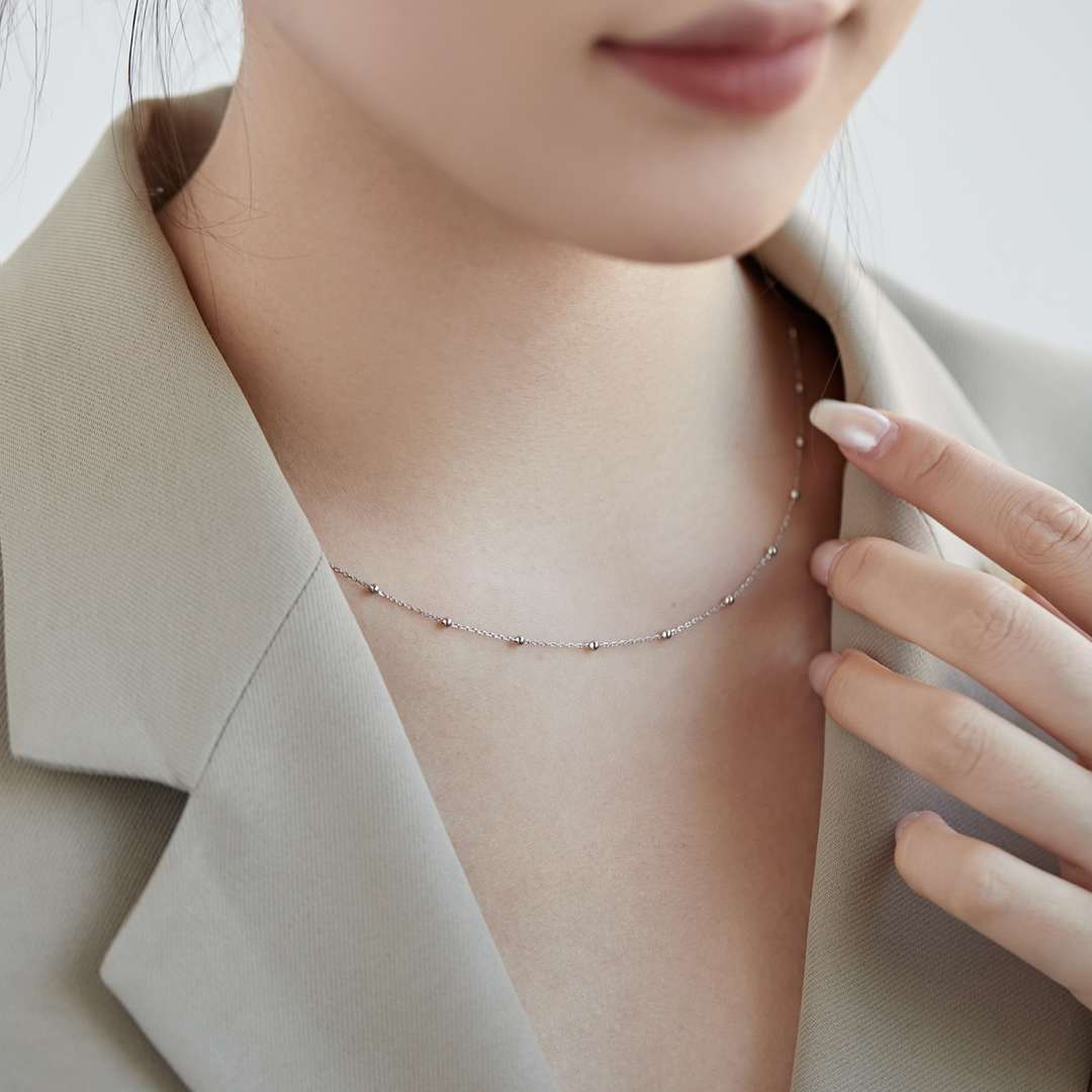 [Violet JW]Small Bead Clavicle Chain Simple Necklace