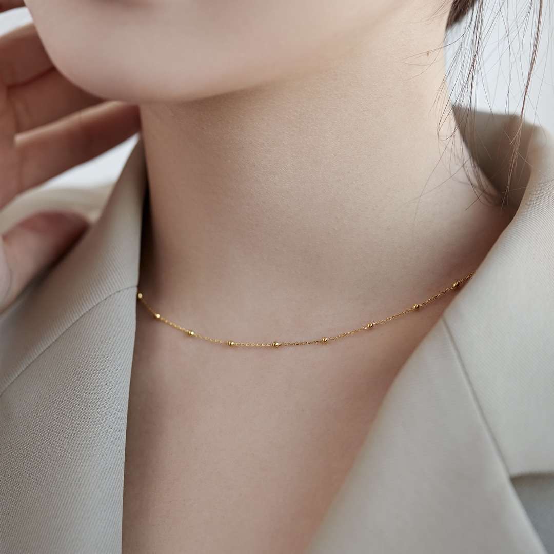 [Violet JW]Small Bead Clavicle Chain Simple Necklace