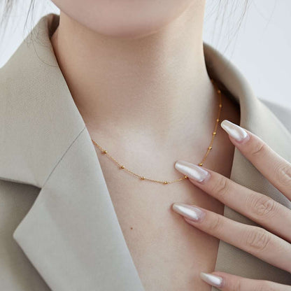 [Violet JW]Small Bead Clavicle Chain Simple Necklace