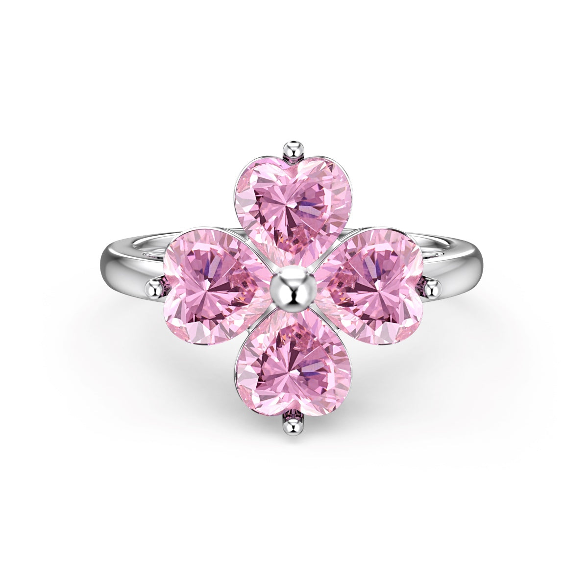 [Violet JW]Heart-shaped Four-Leaf Clover Ball Ring