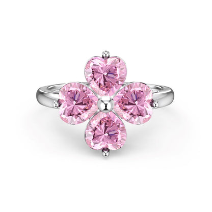 [Violet JW]Heart-shaped Four-Leaf Clover Ball Ring
