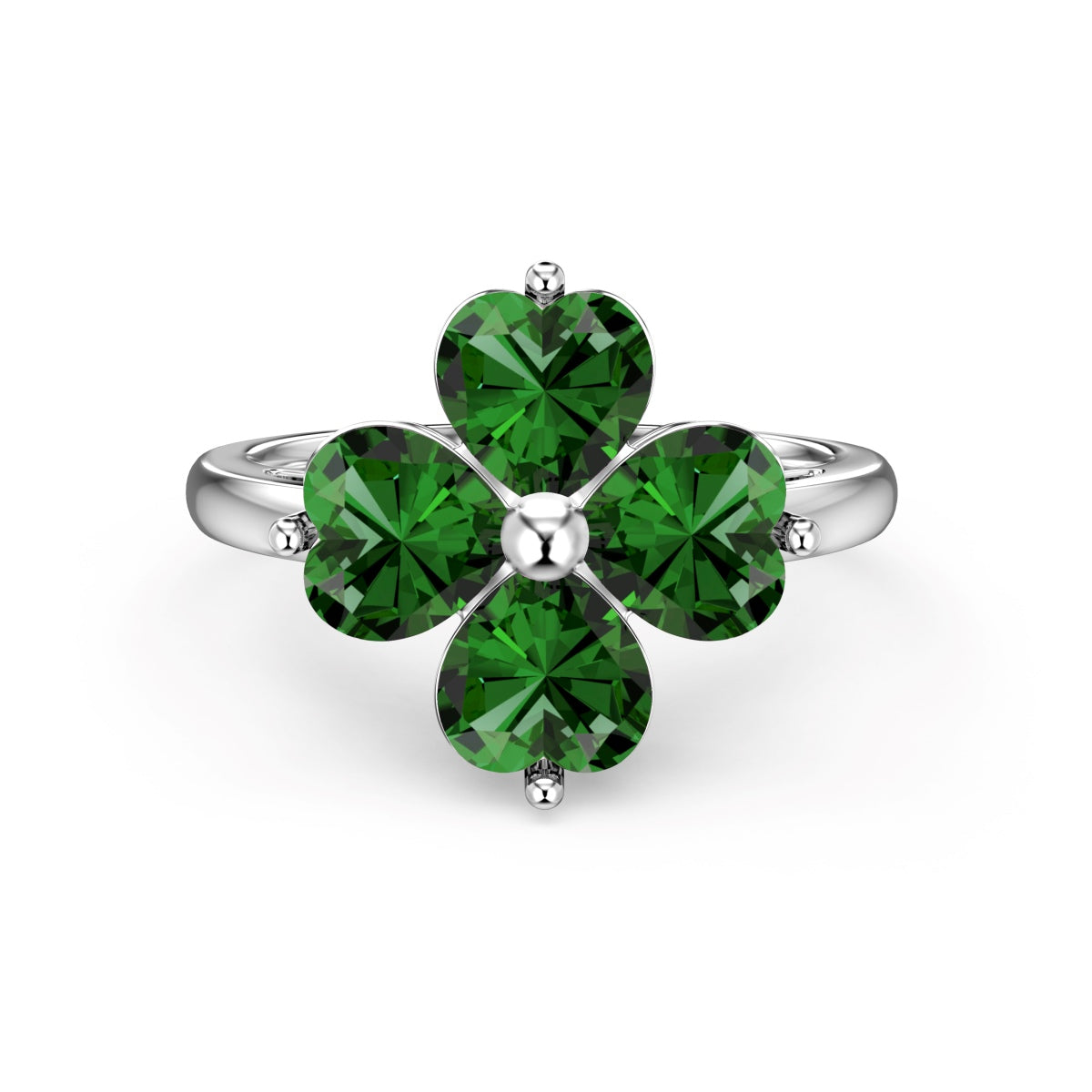 [Violet JW]Heart-shaped Four-Leaf Clover Ball Ring