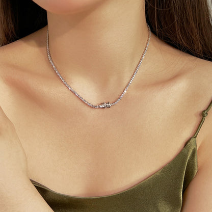 [Violet JW]Delicate Round Shape Tennis Necklace