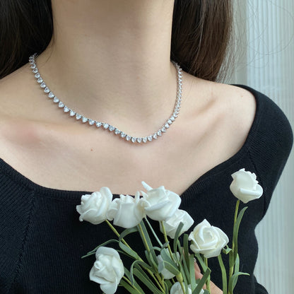 [Violet JW]Ornate Heart Cut Tennis Necklace