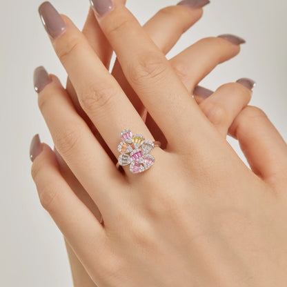 [Violet JW]Sparkling Colorful Water Drop Shape Daily Ring