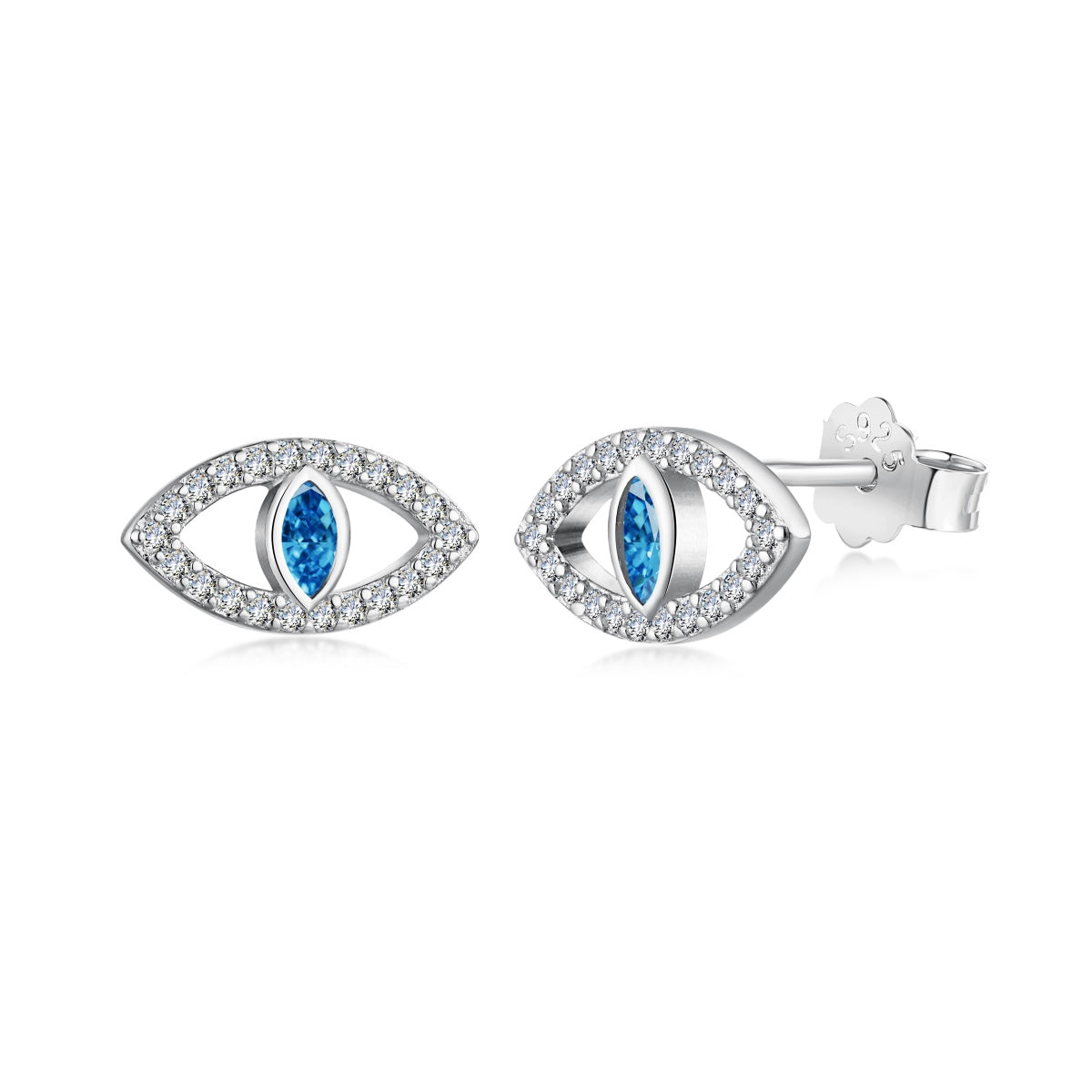 [Violet JW]Blue Devil Eyes Hollow Stud Earrings
