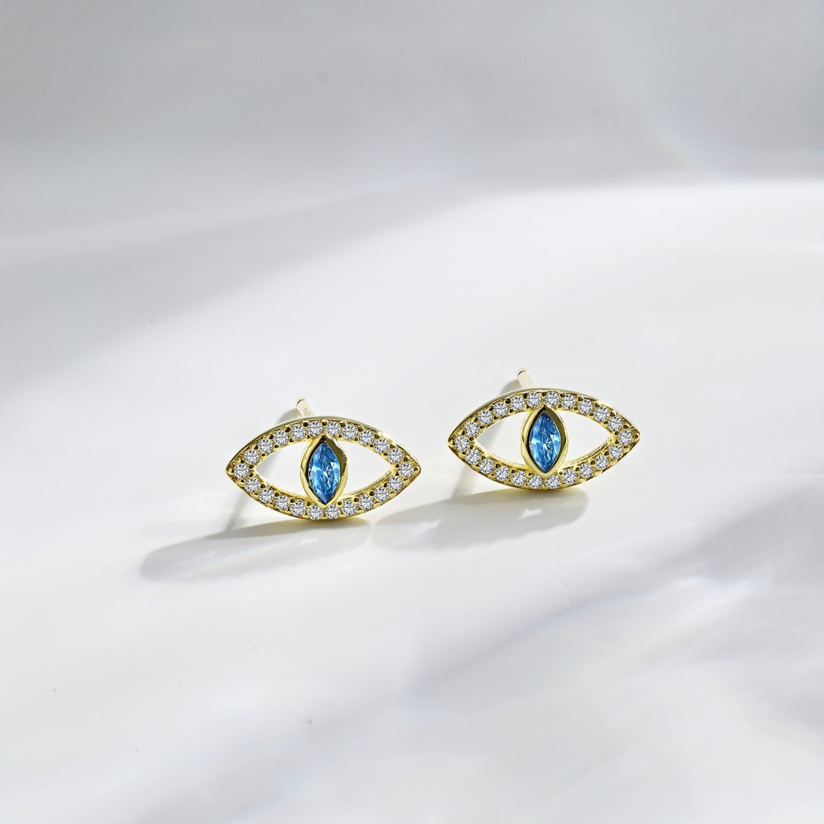 [Violet JW]Blue Devil Eyes Hollow Stud Earrings