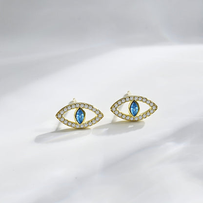 [Violet JW]Blue Devil Eyes Hollow Stud Earrings