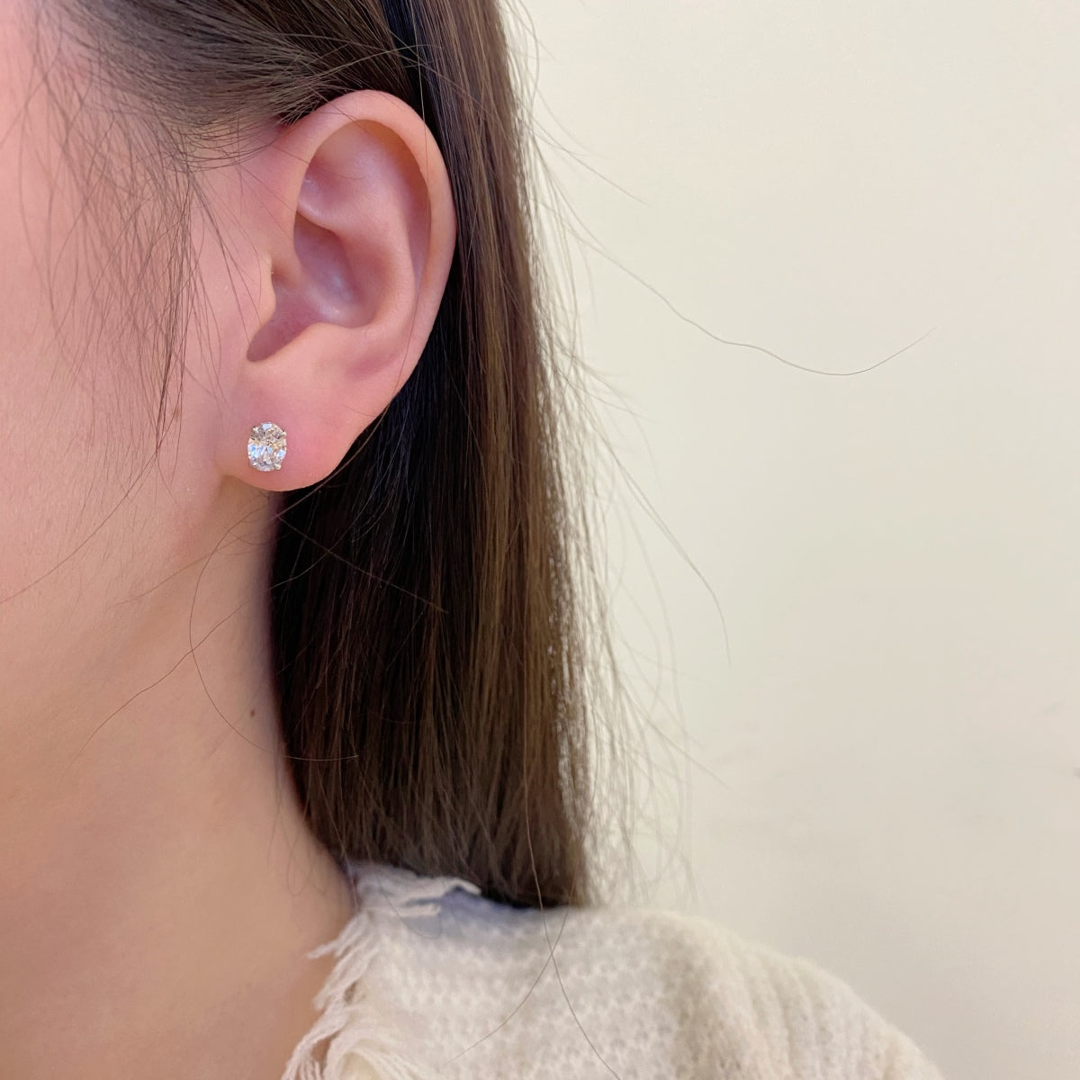 [Violet JW]Oval Classic Dignified Elegant Earrings