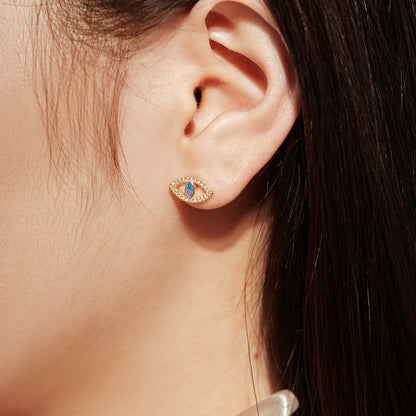 [Violet JW]Blue Devil Eyes Hollow Stud Earrings
