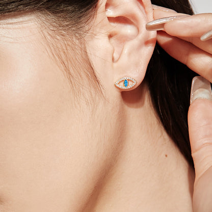 [Violet JW]Blue Devil Eyes Hollow Stud Earrings