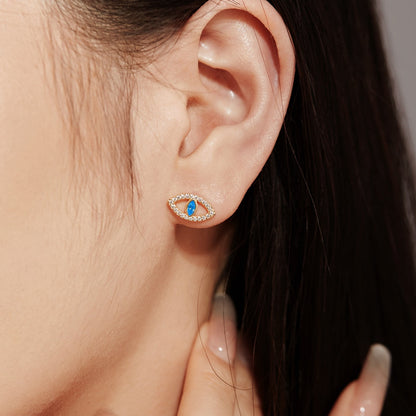 [Violet JW]Blue Devil Eyes Hollow Stud Earrings