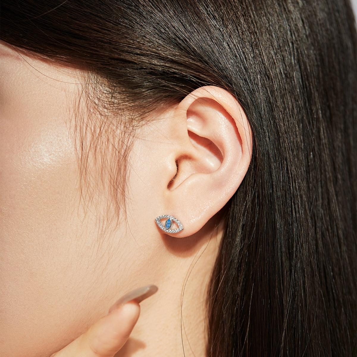 [Violet JW]Blue Devil Eyes Hollow Stud Earrings