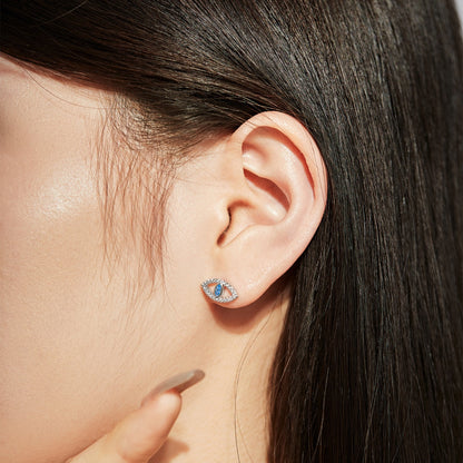 [Violet JW]Blue Devil Eyes Hollow Stud Earrings