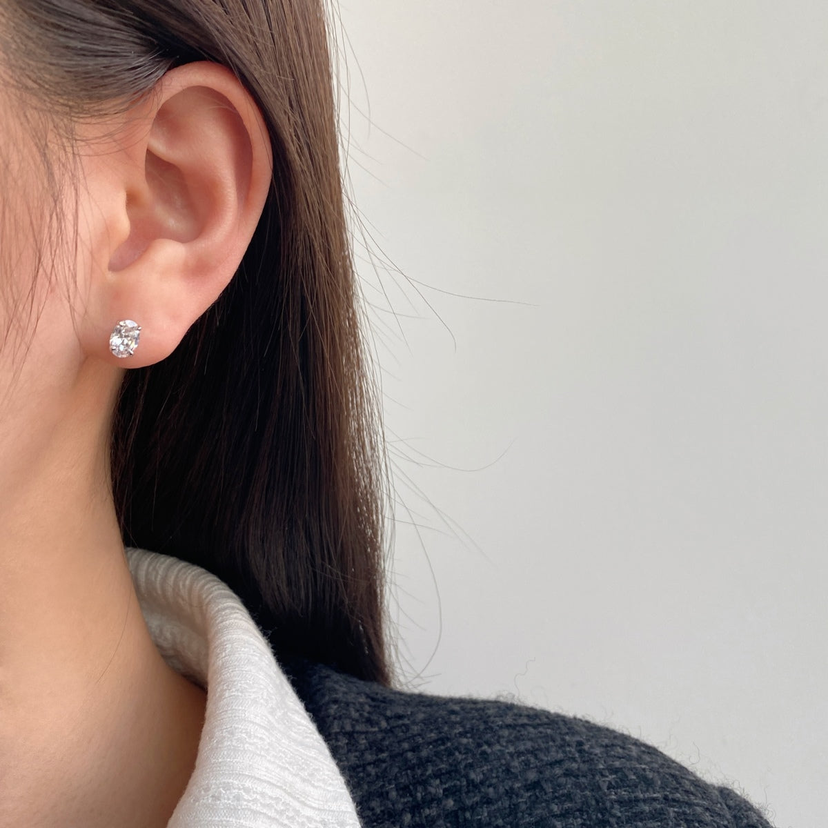 [Violet JW]Oval Classic Dignified Elegant Earrings