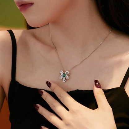 [Violet JW]Luxurious Flower Shape Emerald Cut Necklace