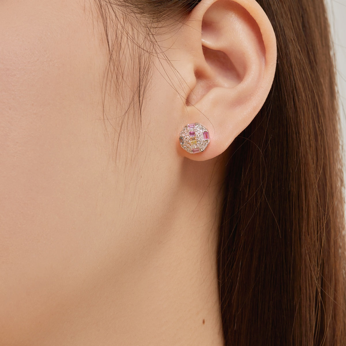 [Violet JW]Ornate Colorful Octagon Shape Daily Earrings