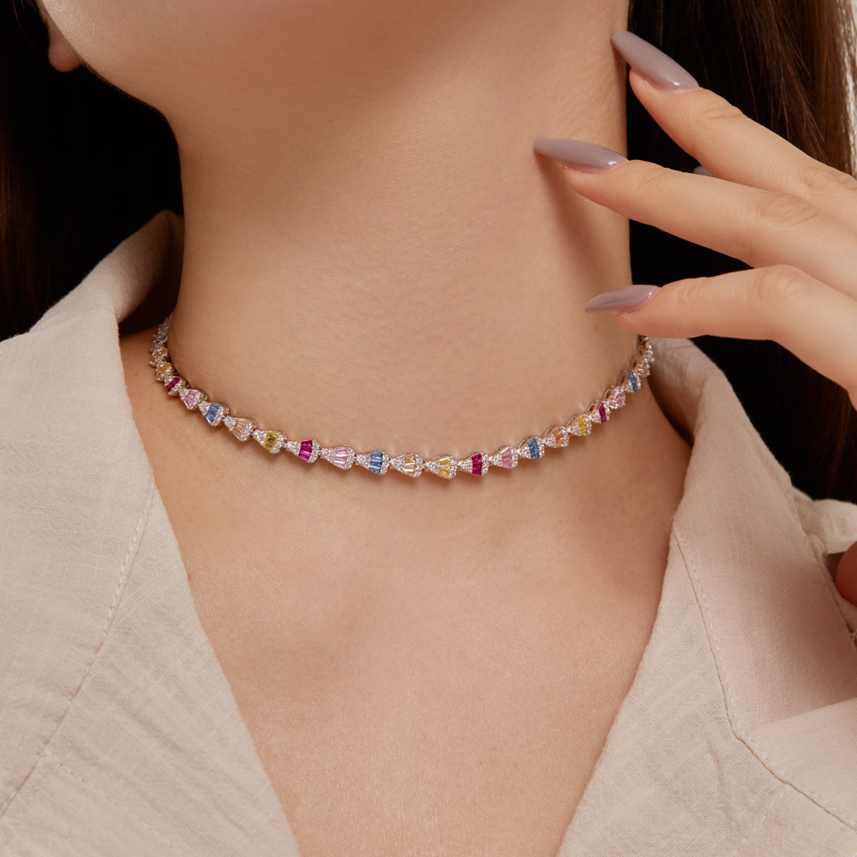 [Violet JW]Radiant Colorful Rainbow Necklace