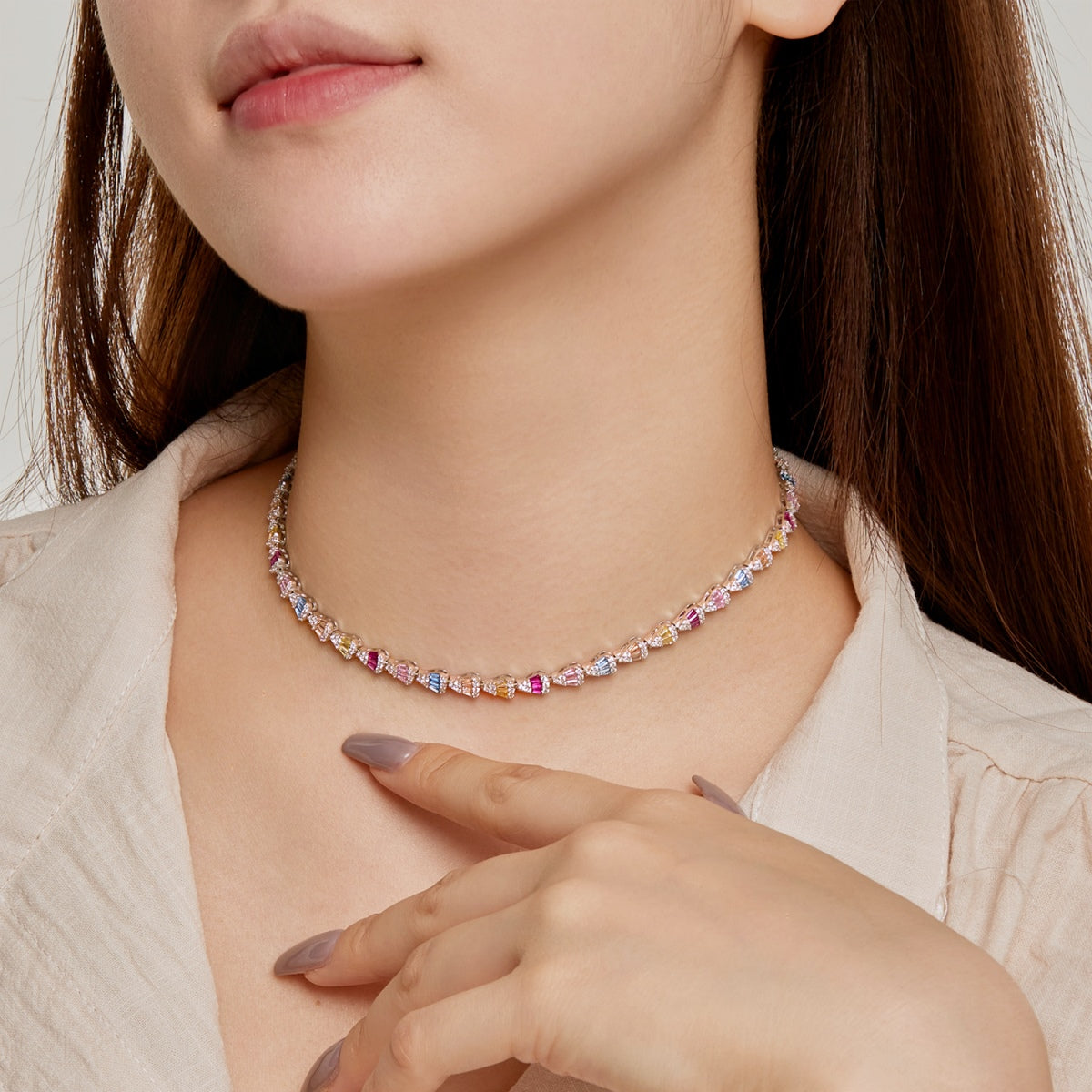 [Violet JW]Radiant Colorful Rainbow Necklace