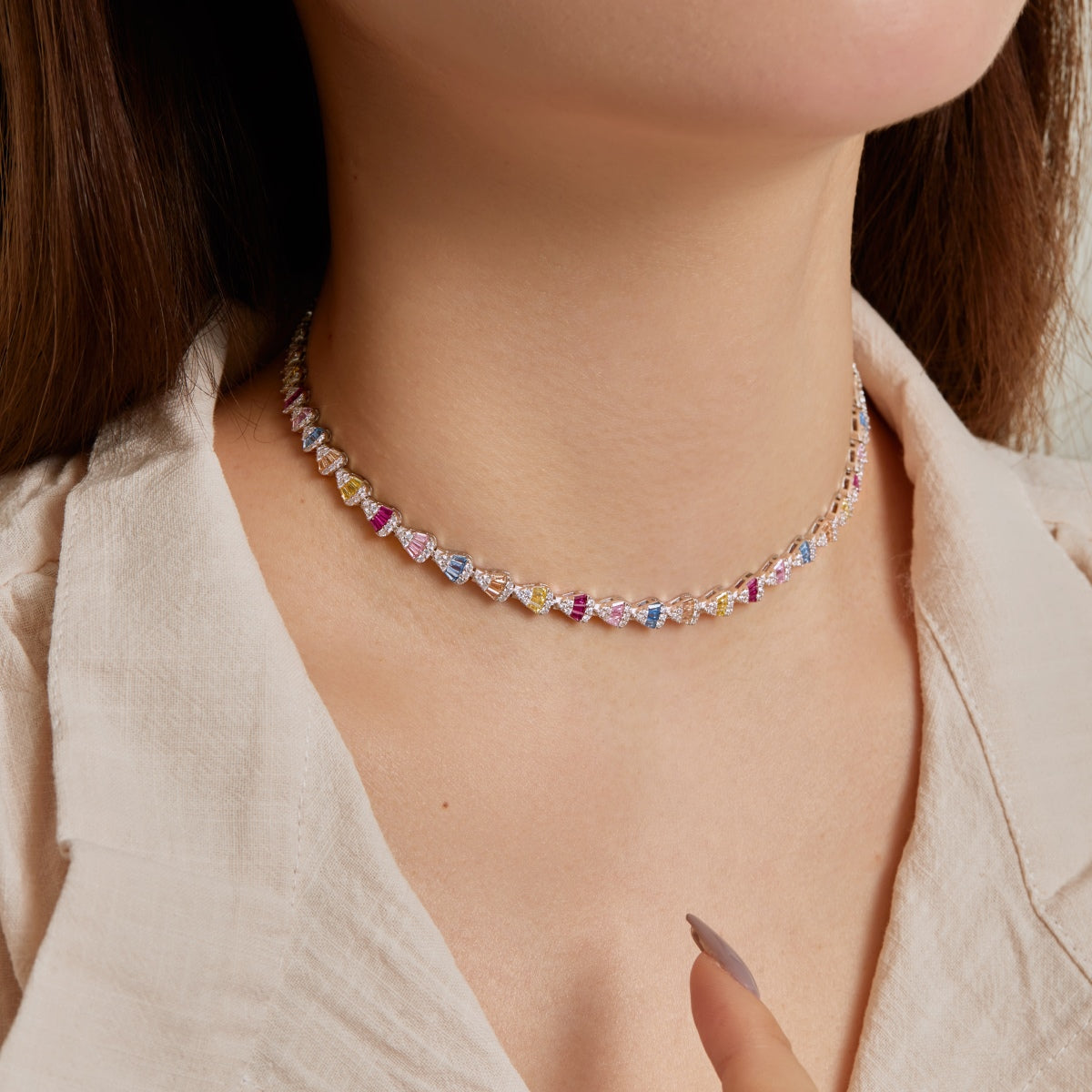 [Violet JW]Radiant Colorful Rainbow Necklace