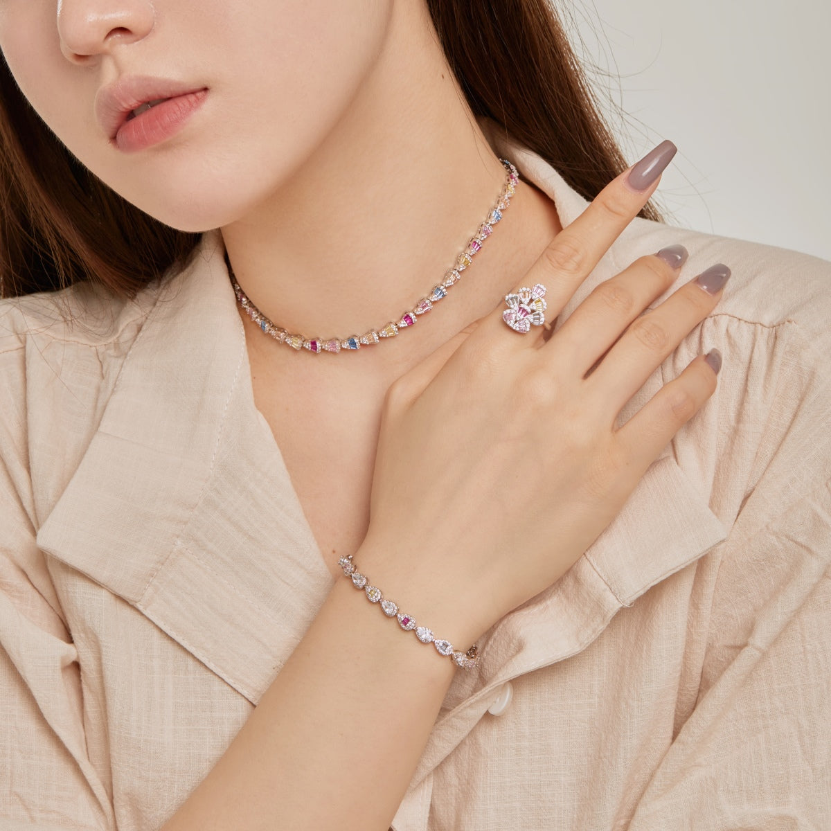 [Violet JW]Radiant Colorful Rainbow Necklace