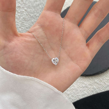 [Violet JW]Heart Shape Main Stone Pendant Collarbone Necklace