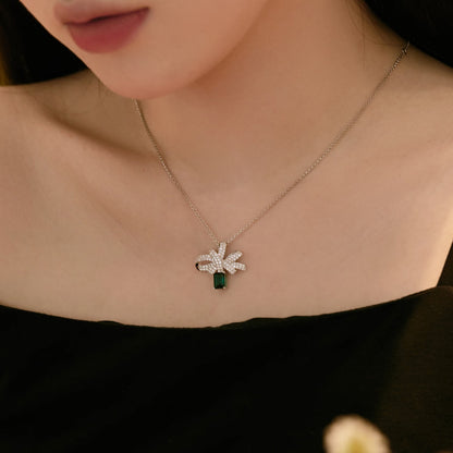 [Violet JW]Luxurious Flower Shape Emerald Cut Necklace