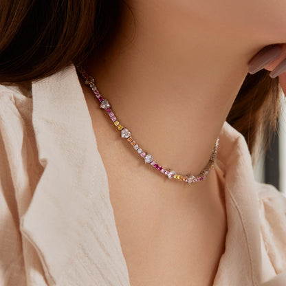 [Violet JW]Delicate Colorful Rainbow Tennis Chain