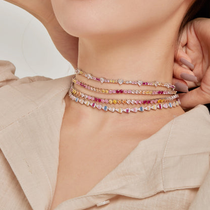 [Violet JW]Delicate Colorful Rainbow Tennis Chain