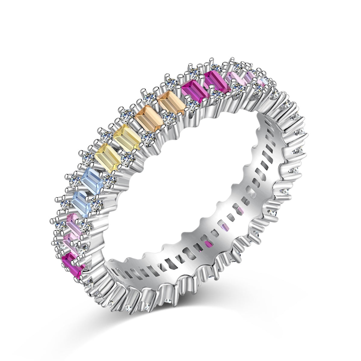[Violet JW]Splashy Ornate Emerald Cut Cocktail Ring
