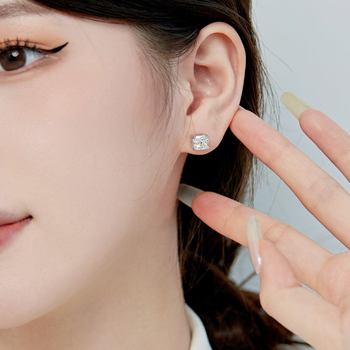 [Violet JW]1.0 Carat Radiant Princess Cut Wedding Earrings