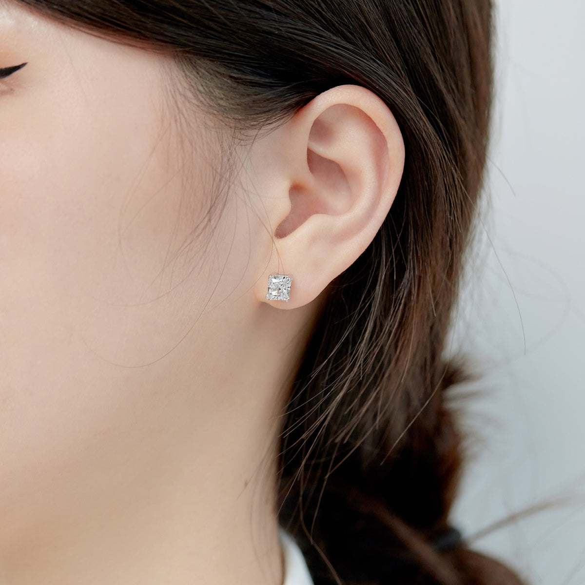 [Violet JW]1.0 Carat Radiant Princess Cut Wedding Earrings