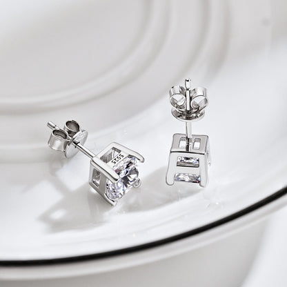 [Violet JW]1.0 Carat Radiant Princess Cut Wedding Earrings