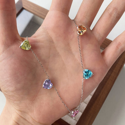 [Violet JW]Sparkling Colorful Heart Cut Necklace