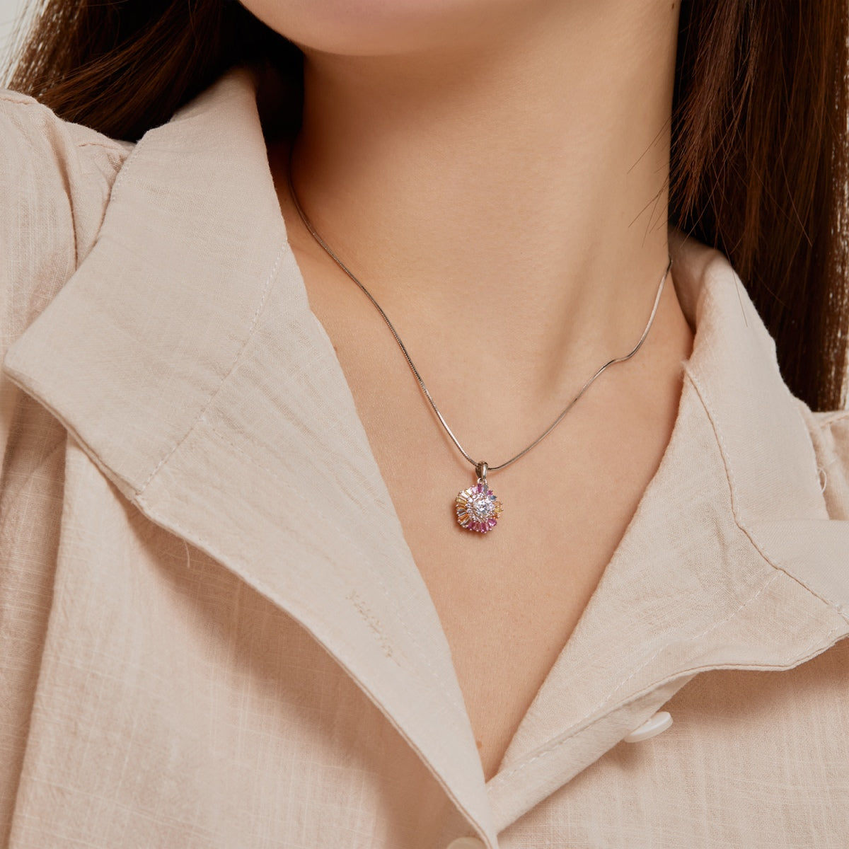 [Violet JW]Charming Flower Colorful Necklace