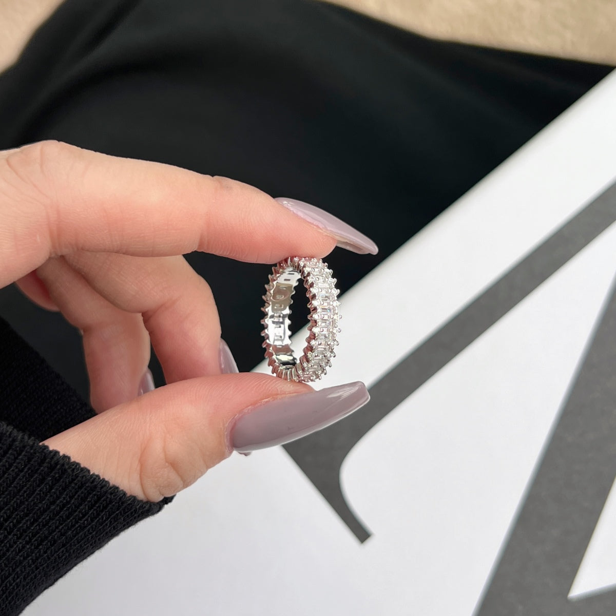 [Violet JW]Splashy Ornate Emerald Cut Cocktail Ring