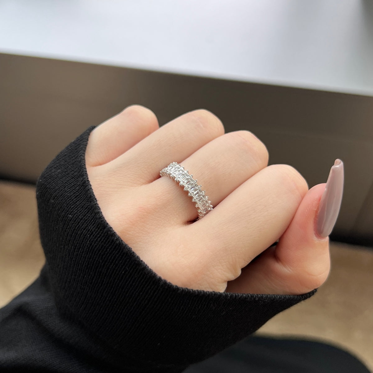 [Violet JW]Splashy Ornate Emerald Cut Cocktail Ring