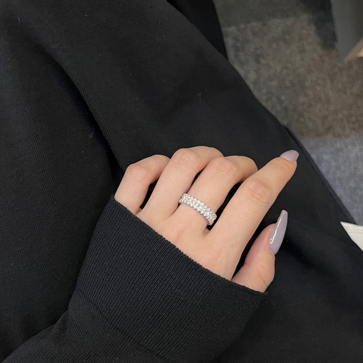 [Violet JW]Splashy Ornate Emerald Cut Cocktail Ring