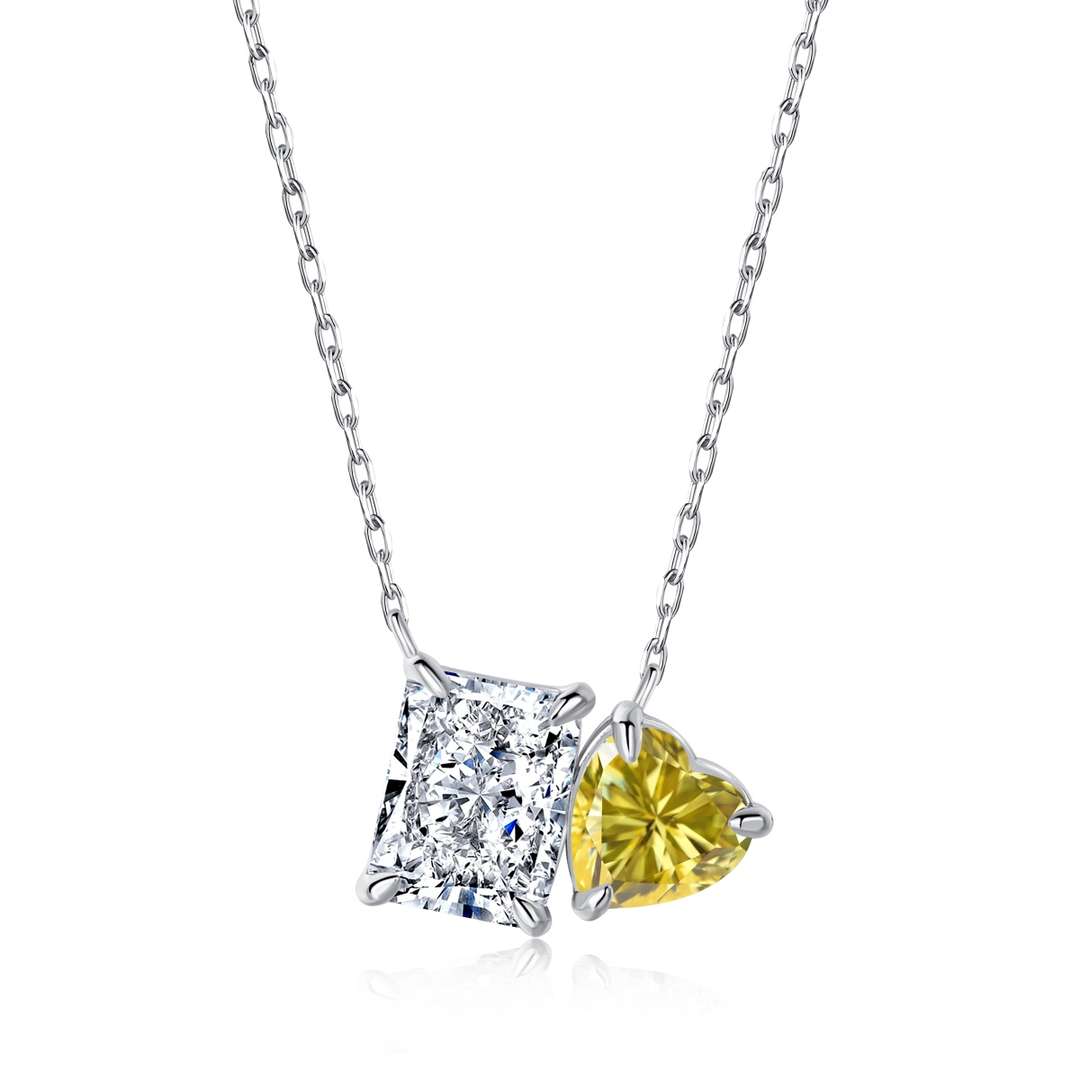 [Violet JW]Dazzling Square & Heart Shape Necklace