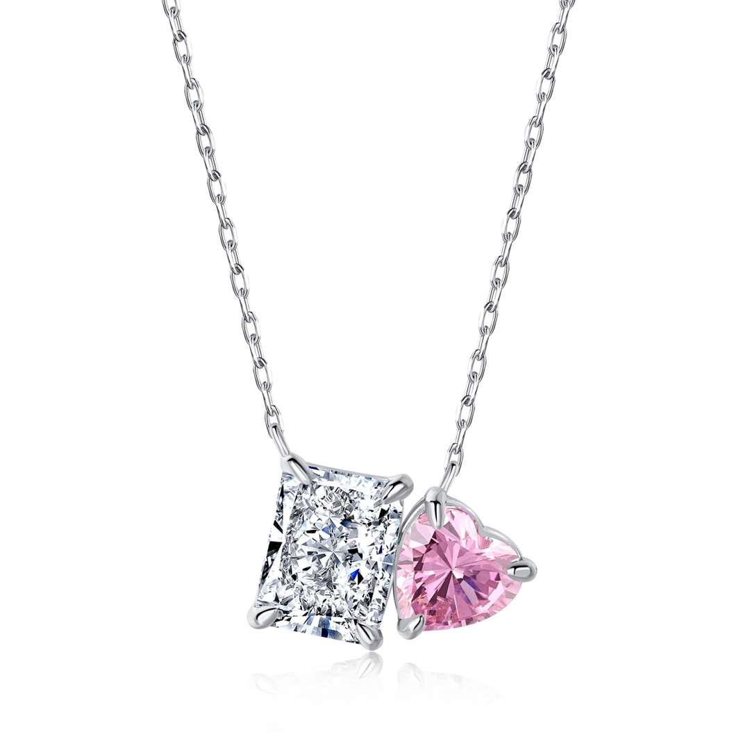 [Violet JW]Dazzling Square & Heart Shape Necklace