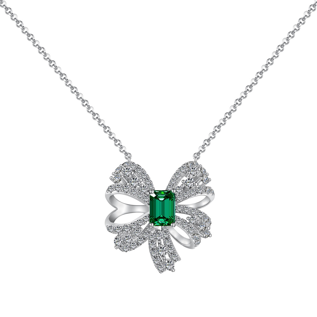 [Violet JW]Luxurious Flower Shape Emerald Cut Necklace
