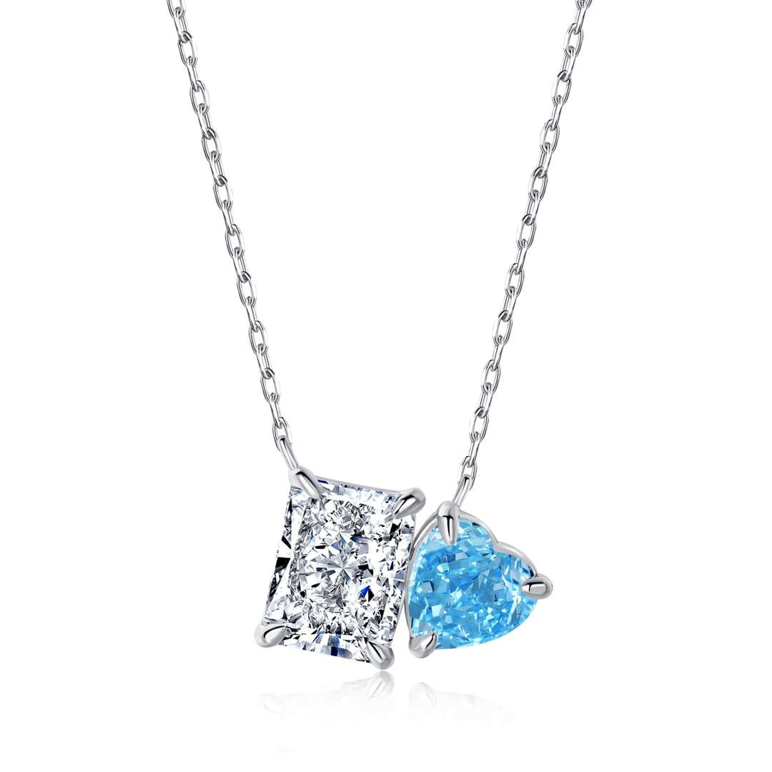 [Violet JW]Dazzling Square & Heart Shape Necklace