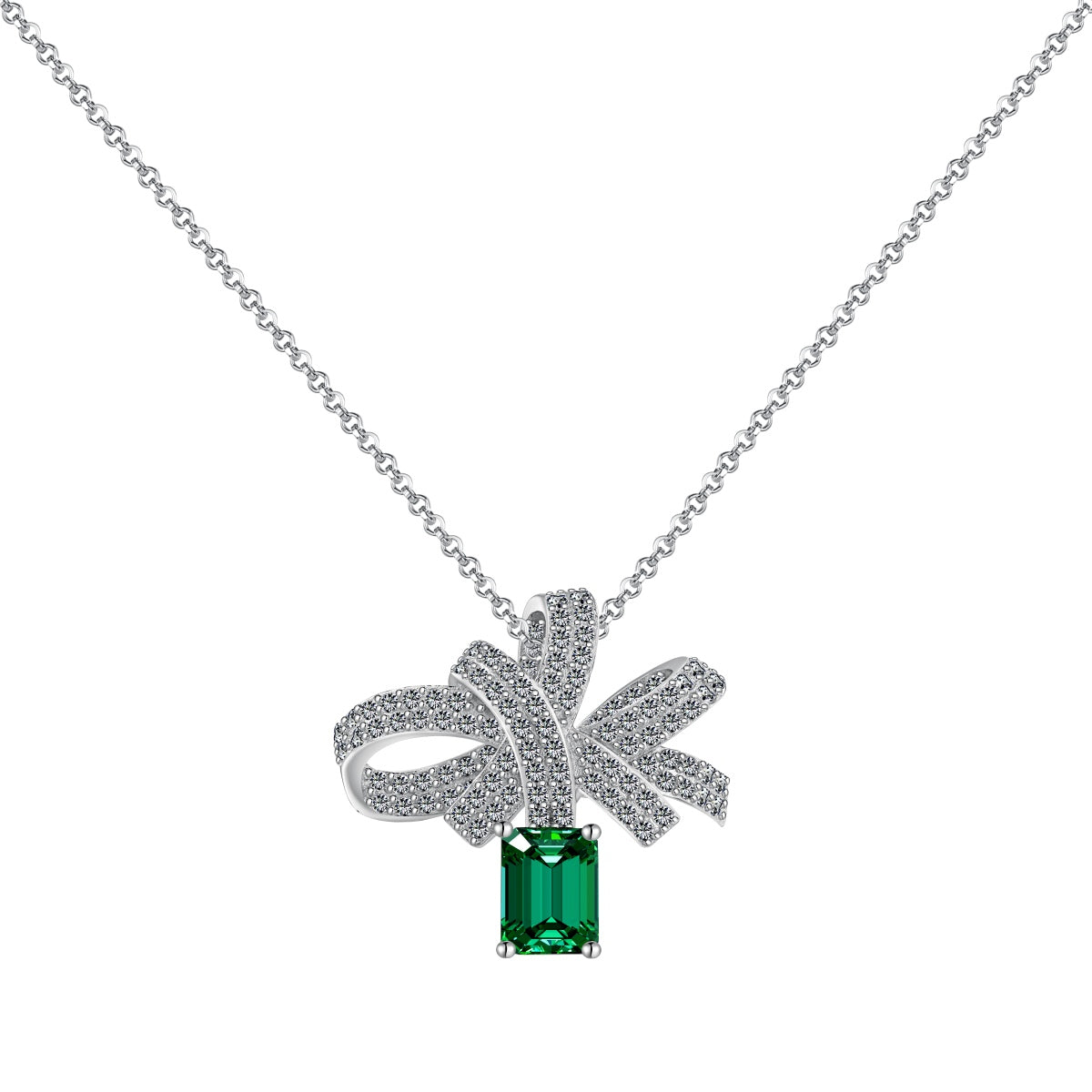 [Violet JW]Luxurious Flower Shape Emerald Cut Necklace