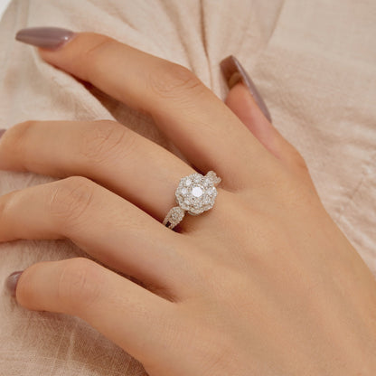 [Violet JW]Delicate Colorful Round Cut Flower Shape Wedding Ring