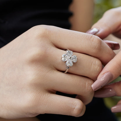 [Violet JW]Heart-shaped Four-Leaf Clover Ball Ring
