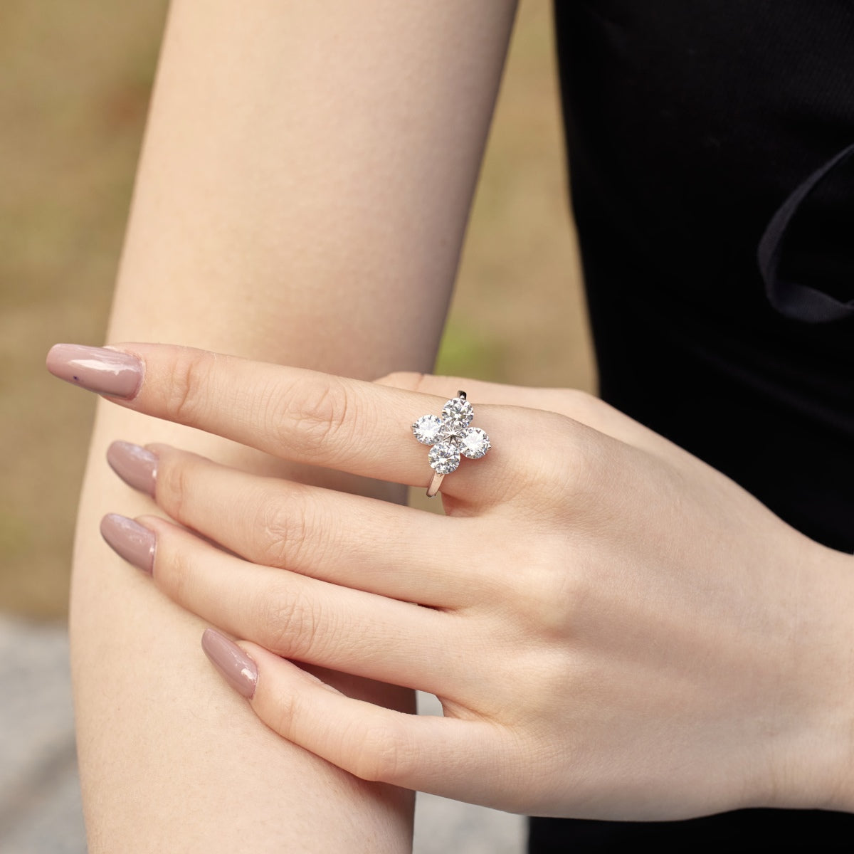 [Violet JW]Four-Leaf Clover Eight-Pointed Star Ring